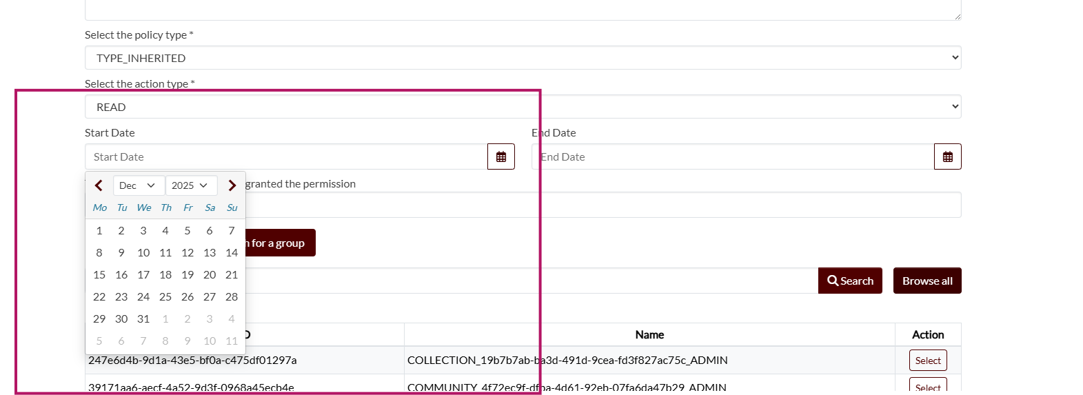 Change start date option in DSpace