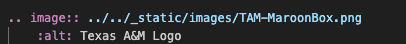 Screenshot of code to add an image of Texas A&M Logo.