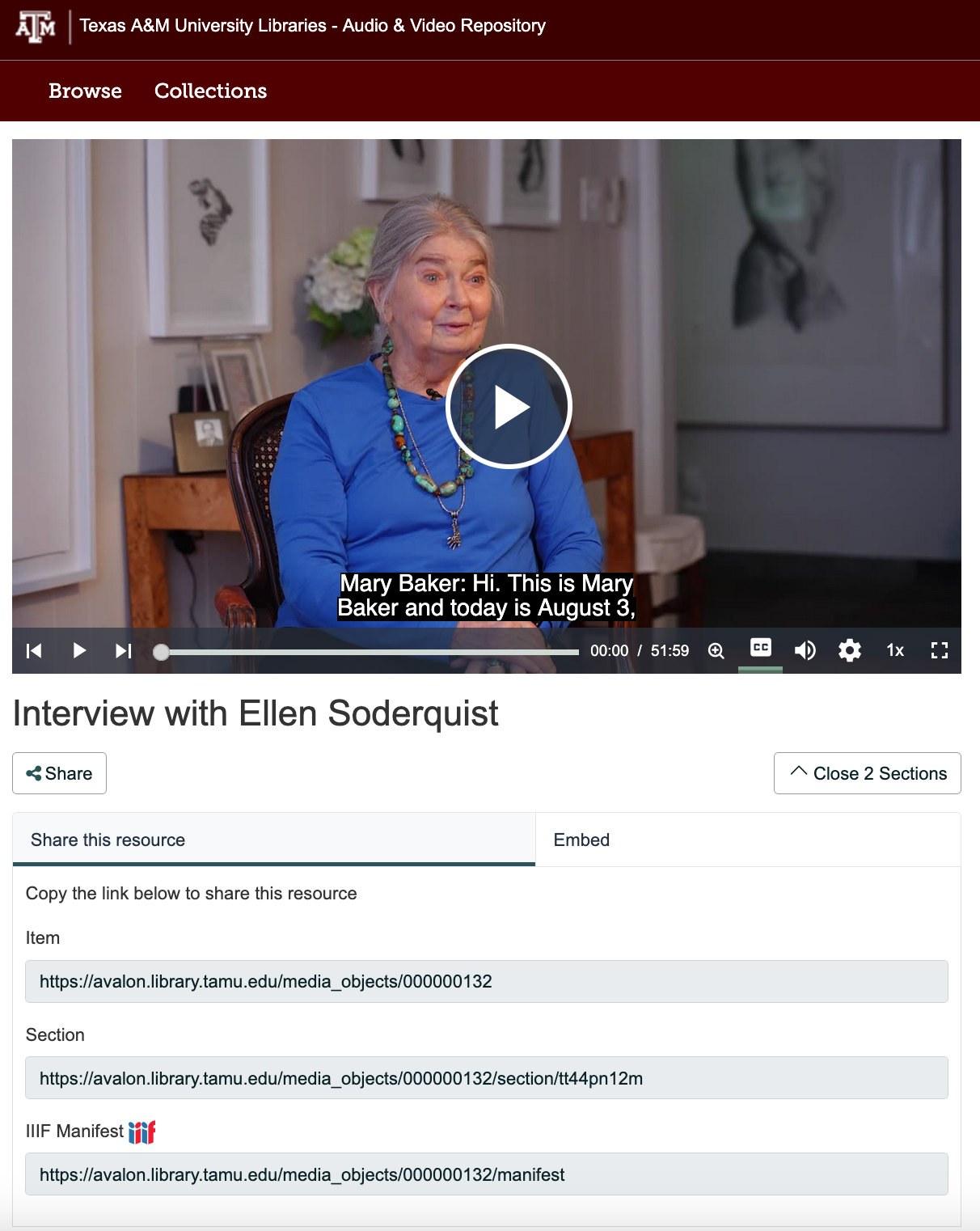 Screenshot of Interview with Ellen Soderquist
