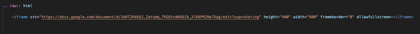 Screenshot of code to add a google doc